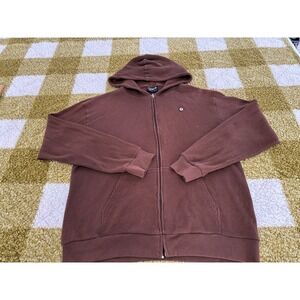 Southpole Mens XL Brown Waffle Knit Zip Up Hoodie Thermal Sweatshirt Y2K 0445